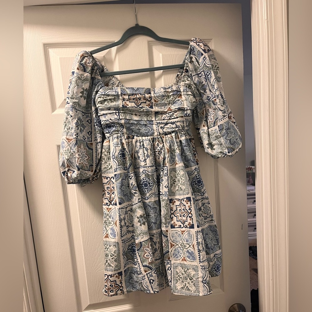 Abercrombie Emerson Poplin Puff Sleeve Mini Dress